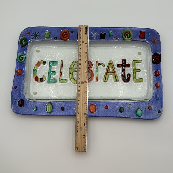 Silvestri Celebrate Platter Serving Dish by Lori Seibert Fused Glass - Picture 15 of 16